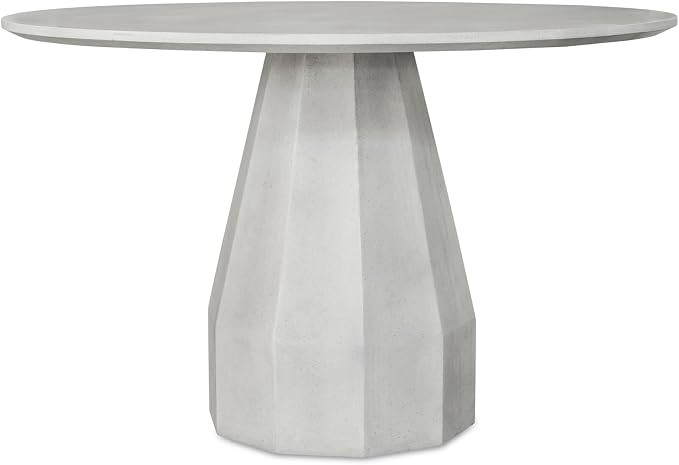 Colton Dining Table, Round Antique Concrete, Geometric Base, Seats 4, Indoor/Outdoor Use, White | Amazon (US)