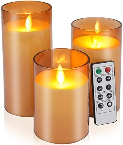Flickering Flameless Candles Battery Operated Candles Imitation glass Candles with Remote Acrylic... | Amazon (US)