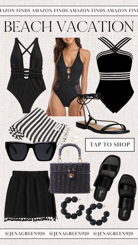 Beach Vacation | Vacation Outfits | Vacation Looks | Black Swimsuits | Black Coverups | Amazon Fashion | resort Wear

#LTKtravel #LTKfindsunder100 #LTKswim