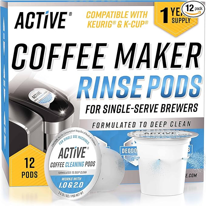 ACTIVE K-Cup Compatible Keurig Cleaning Pods - Quick-Rinse Cleaners for Single Serve Coffee Machi... | Amazon (US)