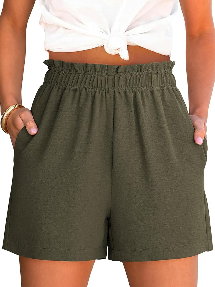 ANRABESS Shorts for Women Summer Casual Elastic High Waisted Dressy Lounge Shorts Comfy Bottoms 2... | Amazon (US)