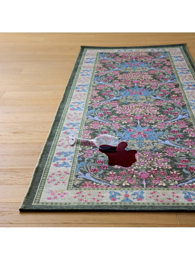 Better Homes & Gardens Green Hannah Flowing Floral 30" x 96" Runner Rug | Walmart (US)