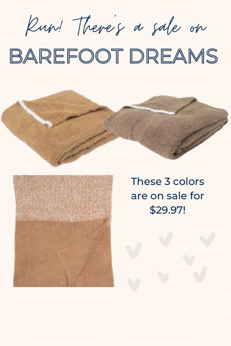 Run! These barefoot dreams blankets are on sale for $29.97! I’ve had mine for years and sleep with it every night in the winter. I’m loving the camel colors too! 

#LTKhome