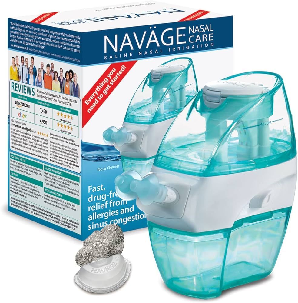 Navage Starter Bundle - Navage Nasal Irrigation System - Saline Nasal Rinse Kit with 1 Navage Nos... | Amazon (US)