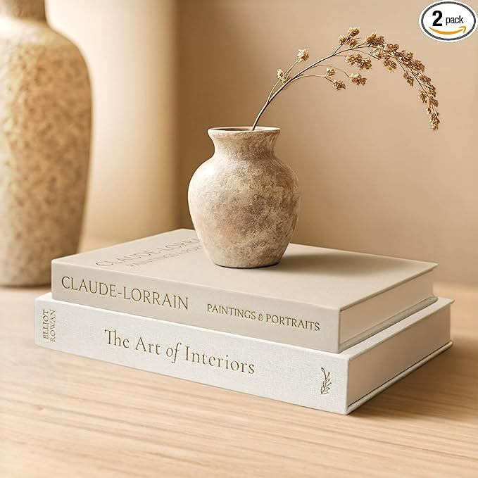 Vine Creations Decorative Books - Set of 2 Linen Hardcover Boxes with Storage - Aesthetic Fake Bo... | Amazon (US)