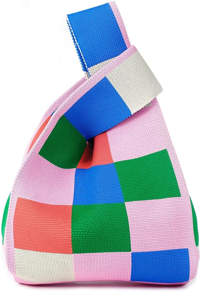 Colour Print Shoulder Bag for Women Fashion Tote Bag Small Hobo Handbag Purse Clucth Light Knit Top  | Amazon (US)