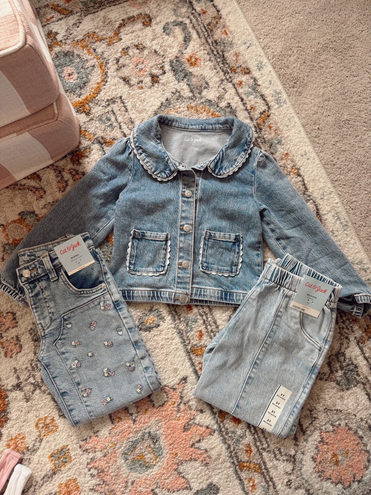 Toddler Girl spring finds! $10 off $40 right now in kids and toddler clothes! Loving this scalloped jacket and the cutest affordable jeans! 

#LTKKids #LTKSpringSale #LTKSeasonal