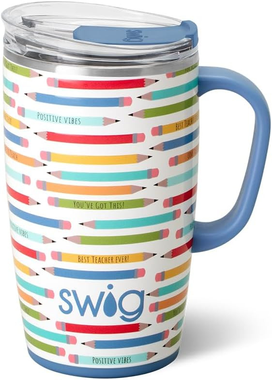 Swig Life 18oz Travel Mug, Insulated Tumbler with Handle and Lid, Cup Holder Friendly, Dishwasher... | Amazon (US)