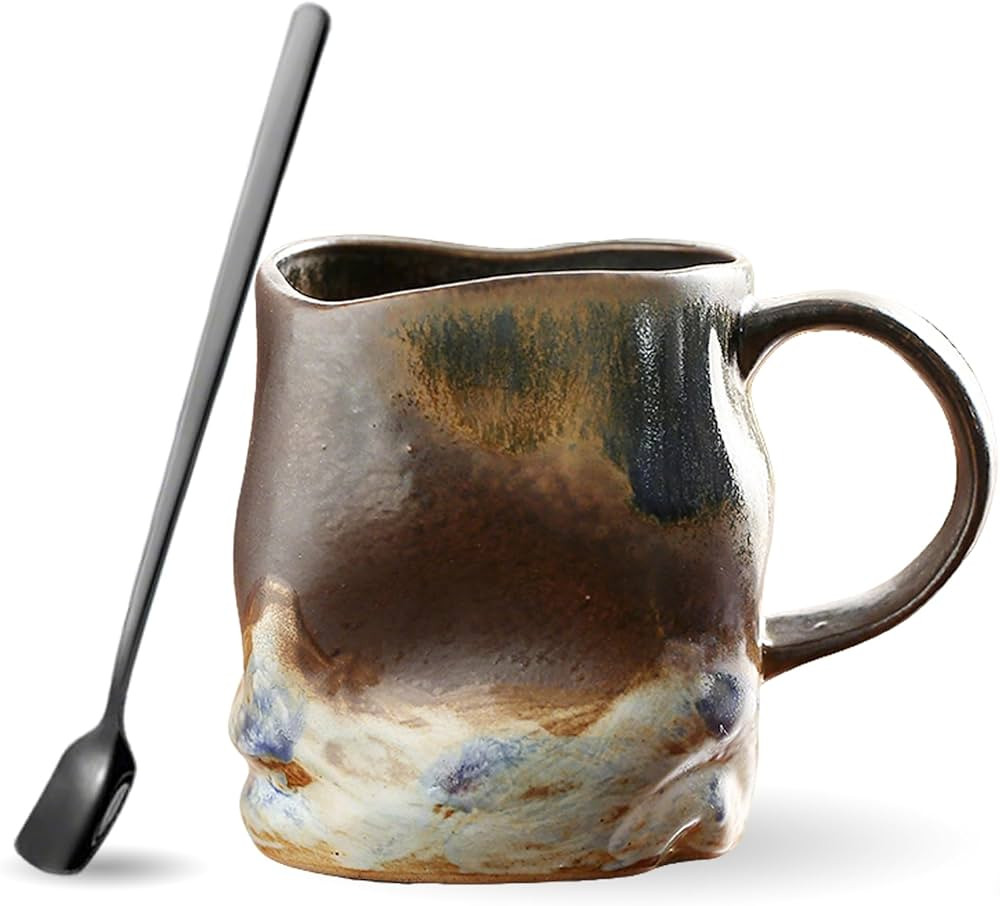 Handmade Ceramic Coffee Mugs, Mugs with Coffee Spoon, 11oz, Handmade Pottery Mug with Handle, Han... | Amazon (US)