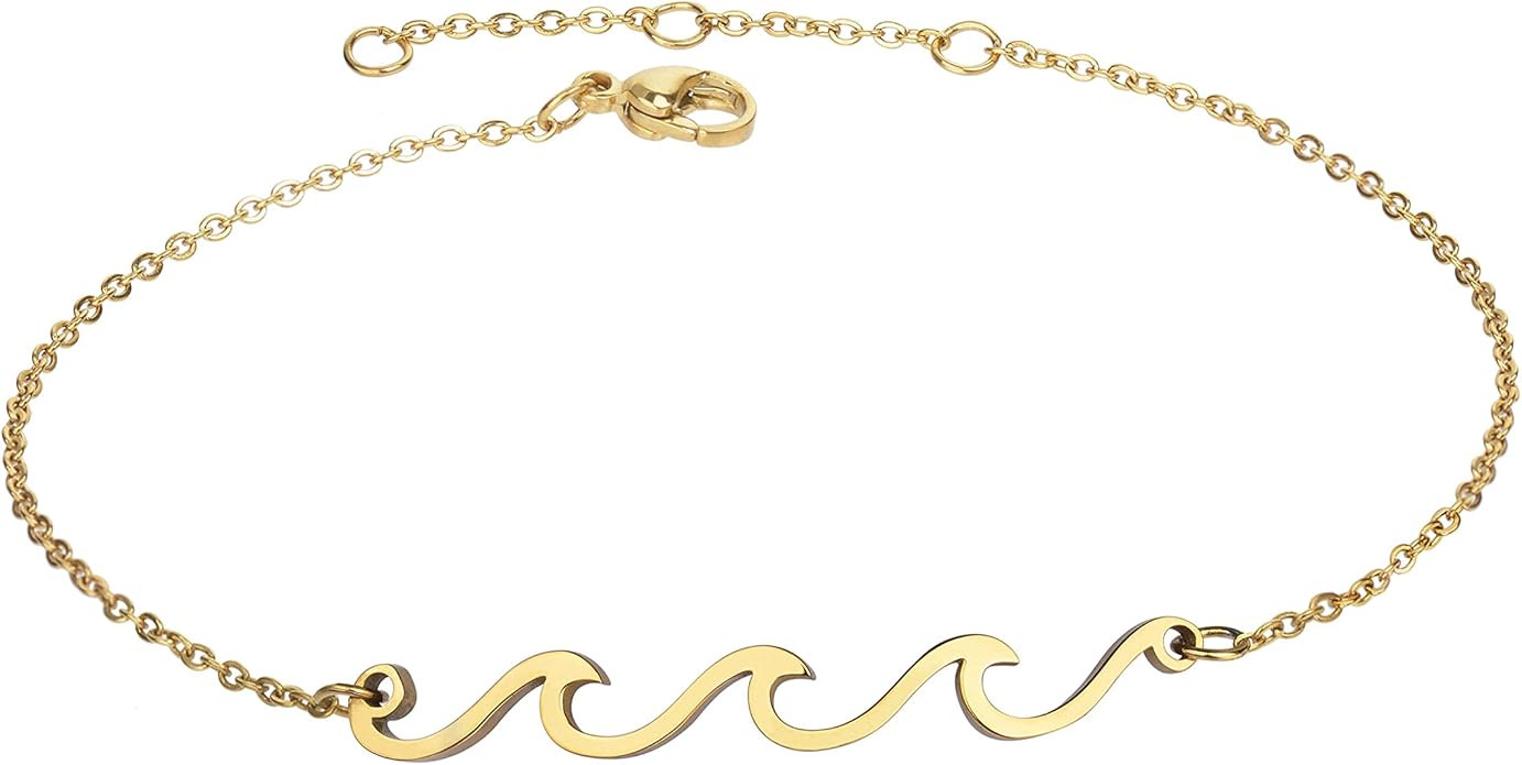 Lauren-Spencer Wave Anklet for Women Gold Silver Plated Beach Ankle Bracelets Ocean Wave Boho Ank... | Amazon (US)