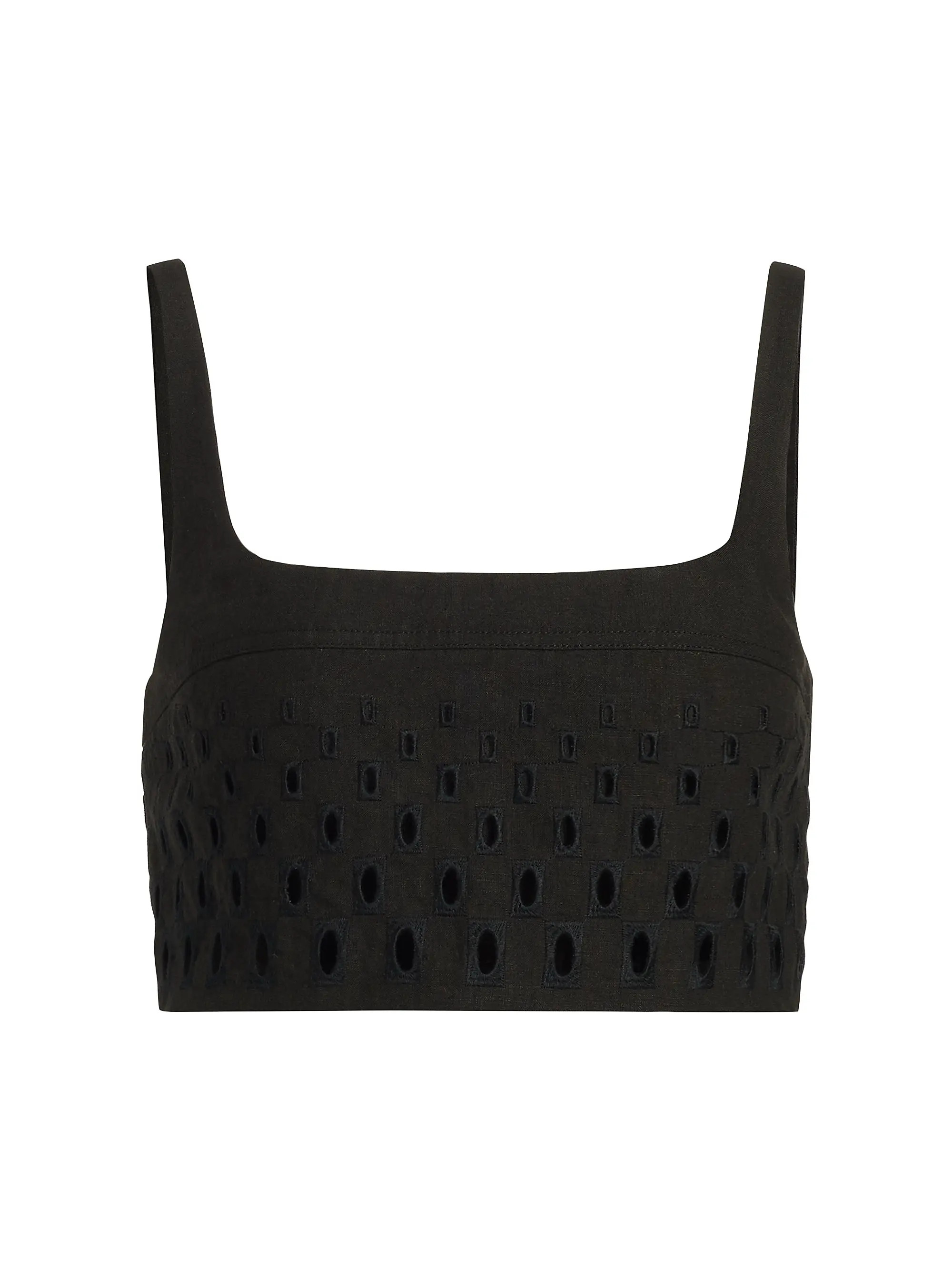 Sky Eyelet Linen Crop Top | Saks Fifth Avenue