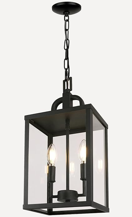 Large Outdoor Indoor Pendant Light 2-Light, Modern Black Metal Outside Chandelier Exterior Hangin... | Amazon (US)