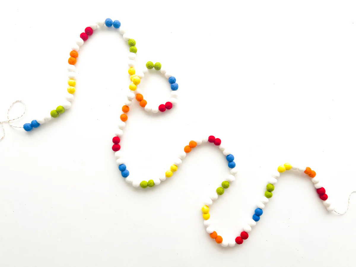 Back to School Mini Felt Ball Garland - Traditional Colors | Pearl & Jane