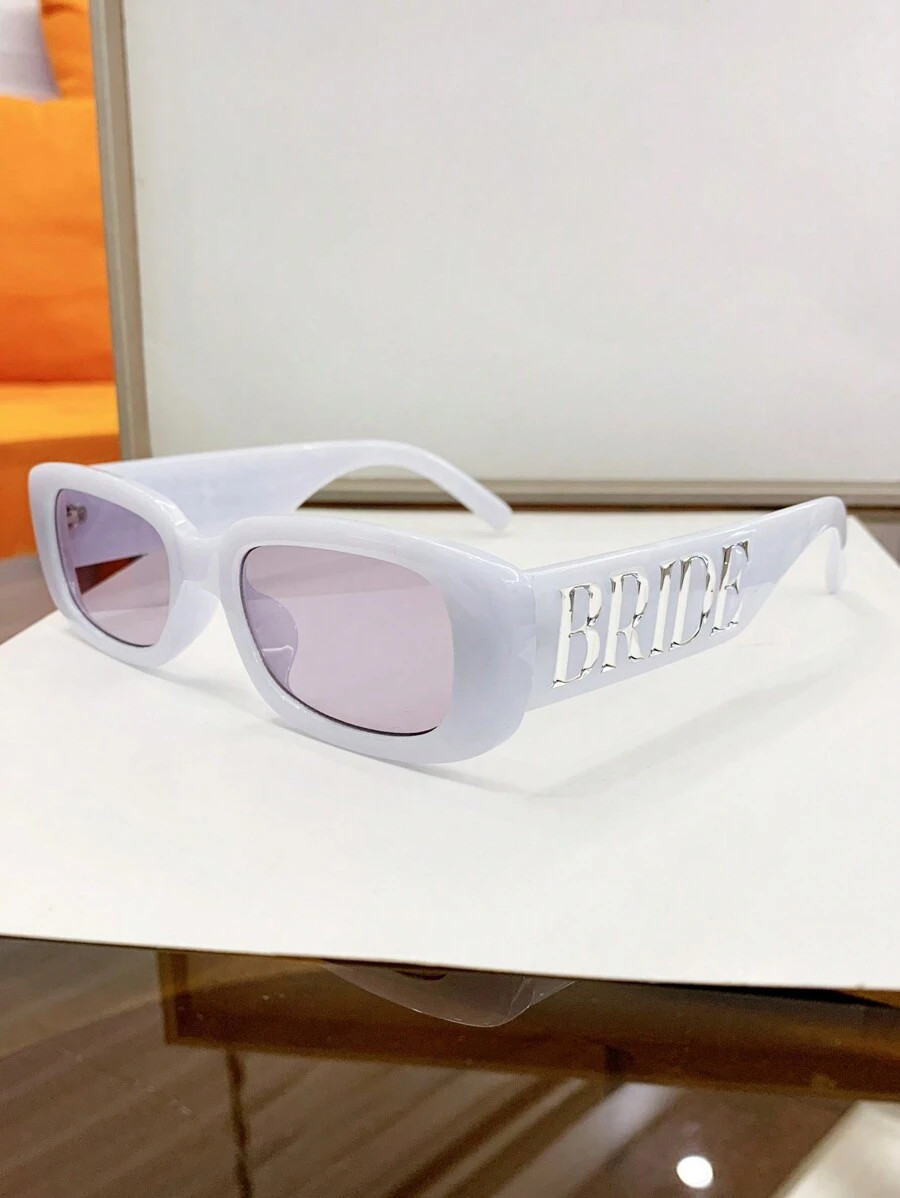 1pc Women's Small Square Jelly Frame White Colorful Personality Bride Wedding Fashion Glasses For... | SHEIN