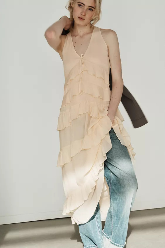 RUFFLED MIDI DRESS | Zara Canada