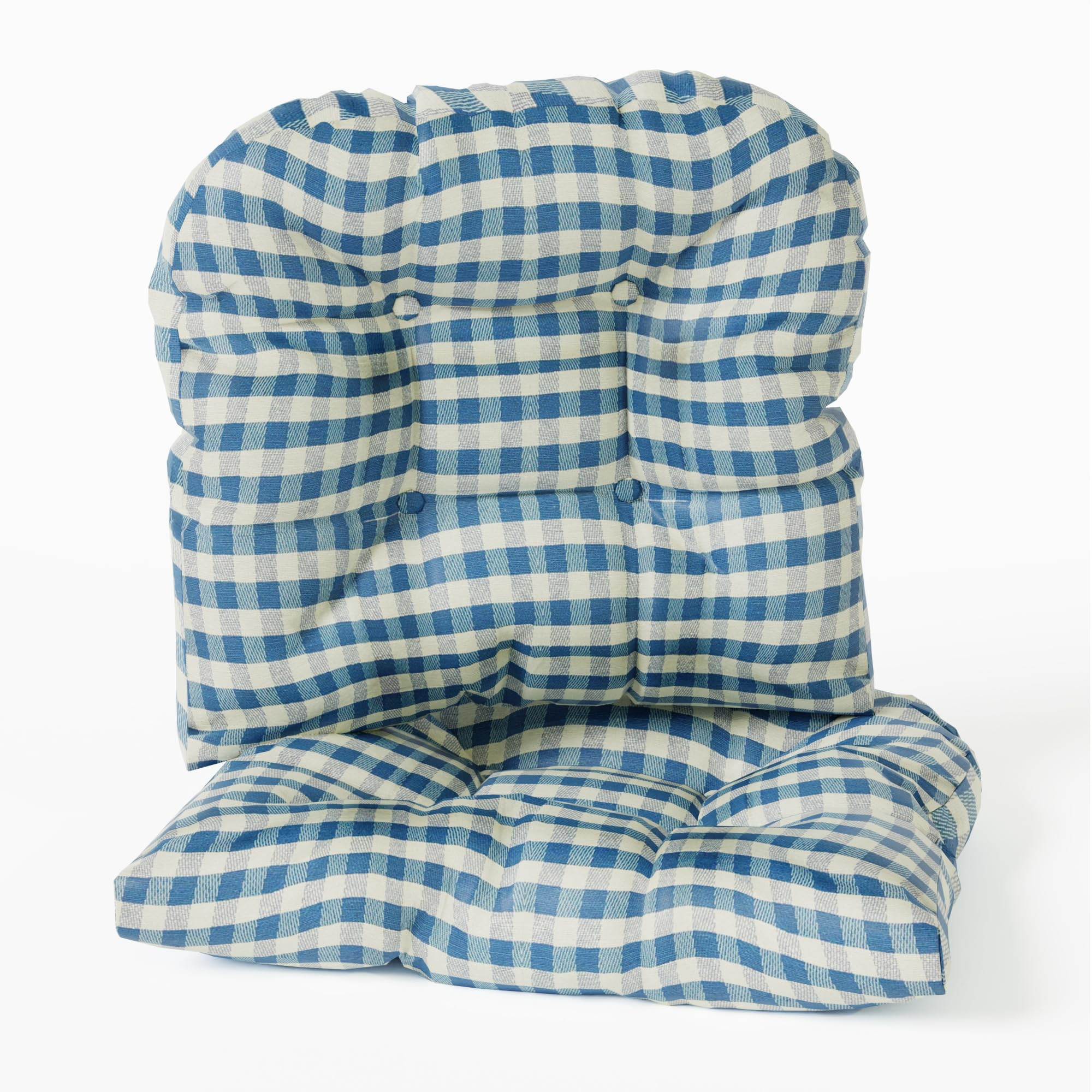 Klear Vu Gripper Overstuffed Universal Non-Slip Dining Chair Cushions for Kitchen Decor or Office Use, U-Shaped Skid-Proof Seat Pad, 15x15 Inches, 2 Count (Pack of 1), Gingham Blue | Amazon (US)