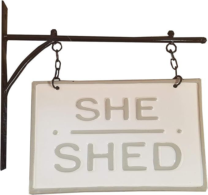 AT Vintage Metal Hanging Sign Wall Hanger Decor (She Shed) | Amazon (US)