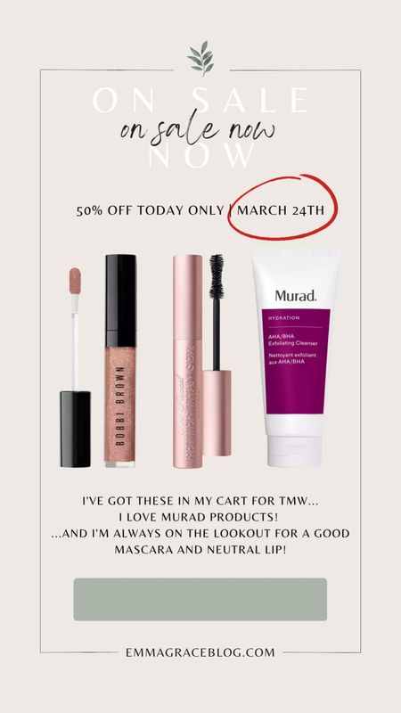 Ulta 21 days of beauty 50% off for March 24th
Lip gloss, mascara and murad cleanser! 

#LTKsalealert #LTKbeauty #LTKFind