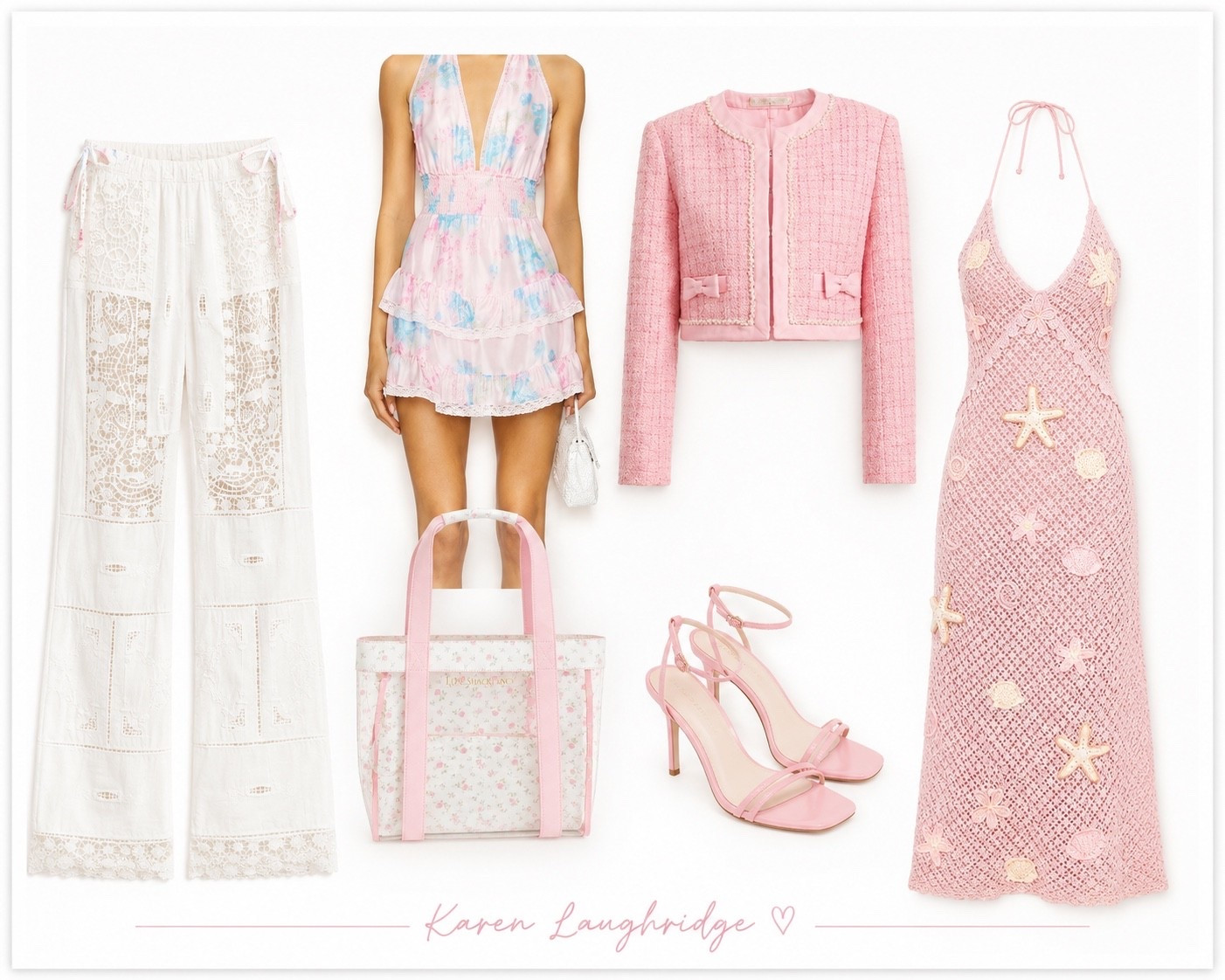 Pink dreams, delicate details, and the kind of pieces that make getting dressed feel like an occasion. 🌸✨

From romantic tweed to crochet textures, soft florals, and the prettiest accessories, this collection is everything I love about feminine summer style.

Which piece are you reaching for first? 💗

#LoveShackFancy #StyleInspiration #PinkAesthetic #FeminineStyle #SummerStyle #LuxuryStyle #ResortStyle #PrettyInPink #FashionInspo #StyleBoard #LTKStyle #FashionLover #KarenLaughridge

#LTKSeasonal #LTKootd #LTKdayinmylife