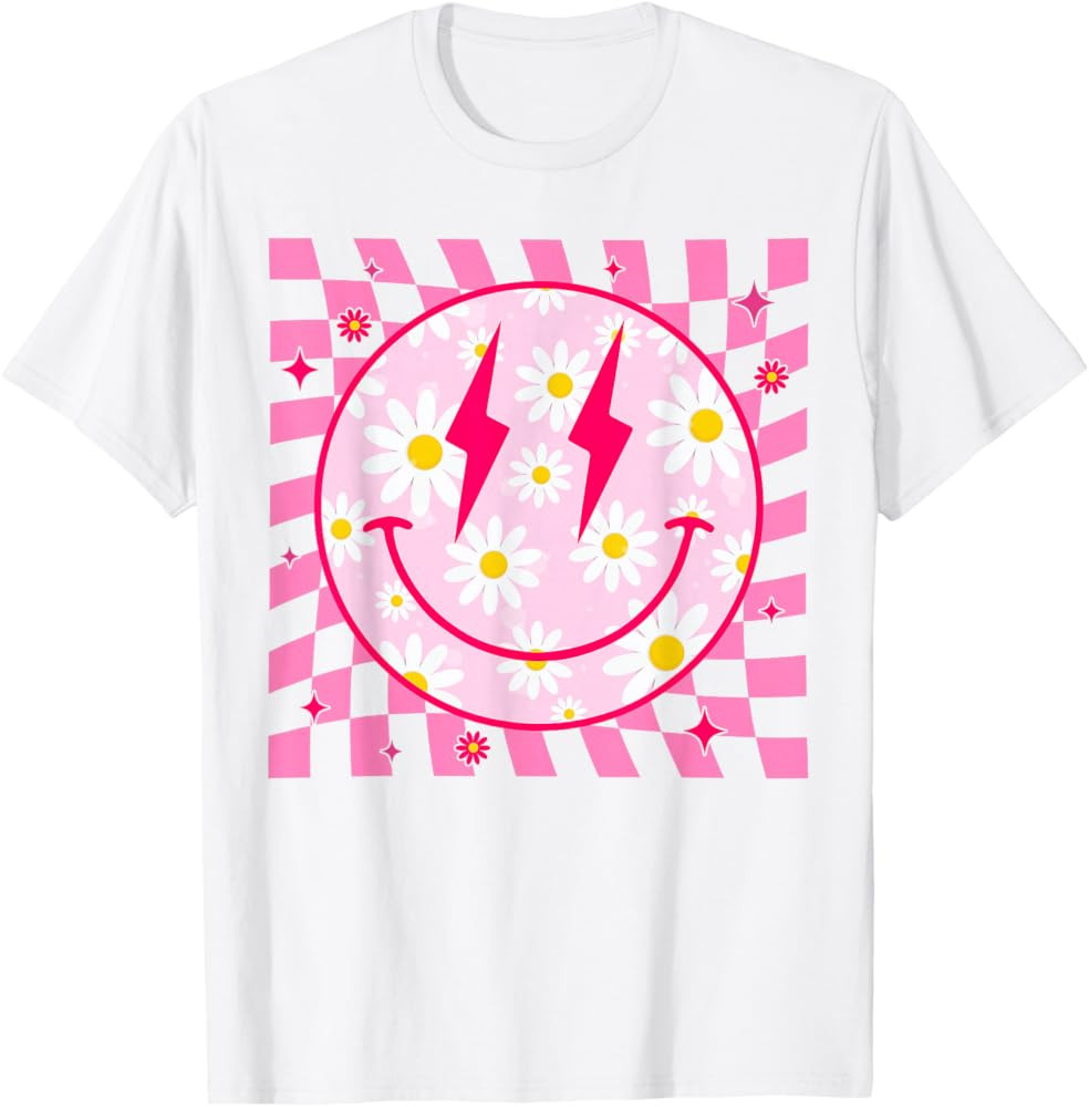 Happy Face Daisy Flower Shirt Preppy Aesthetic Smile Face T-Shirt | Amazon (US)