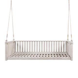 Wooden outdoor Patio Swing with rope simple double garden swing bed for backyard, safe tilt desig... | The Home Depot
