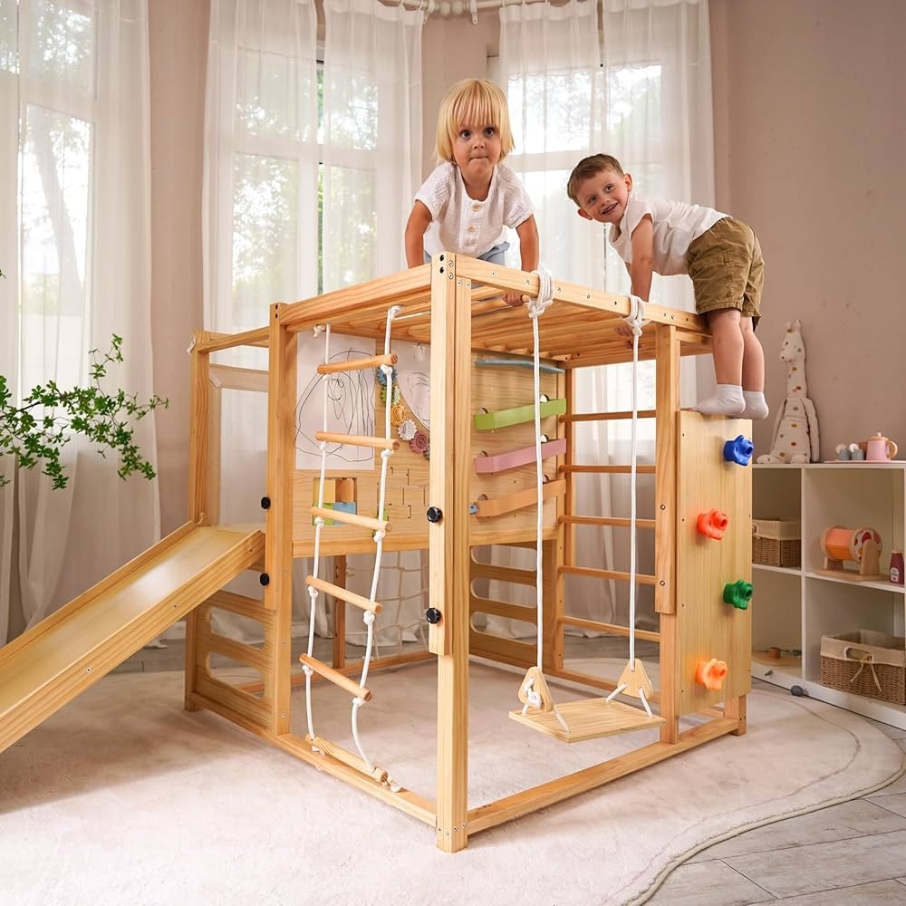 Avenlur Montessori Gym Alpine Wooden Jungle Gym with Indoor Swing, Toddler & Baby Climbing Toys, ... | Amazon (US)