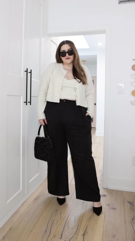 Plus size Dakota Johnson inspired cardigan set and wide leg trouser office look 

Size: XXL in cardi & tank / 20 in pant

#LTKSeasonal #LTKworkwear #LTKplussize