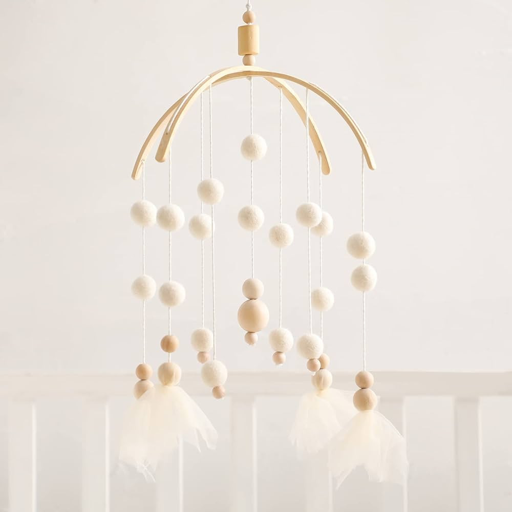 Baby Mobile 100% Felt Ball Bed Bell Mobile Crib Jewelry Creative Pendant Toy Wooden Wind Chime Nu... | Amazon (US)