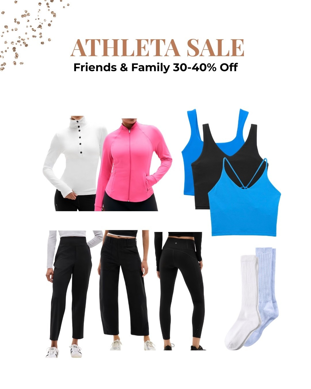 All my favorites from the Athleta Sale. I wear a 0-2 in pants and S D-DD in sports bras. S in jacket and Henley  

#LTKWorkwear #LTKfitnessgoals #LTKSaleAlert