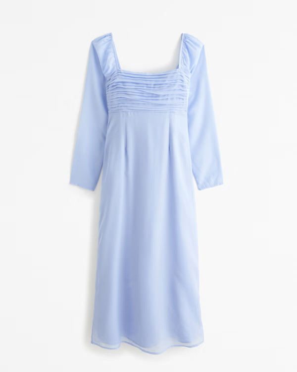 Women's Emerson Chiffon Long-Sleeve Midi Dress | Women's Dresses & Jumpsuits | Abercrombie.com | Abercrombie & Fitch (US)