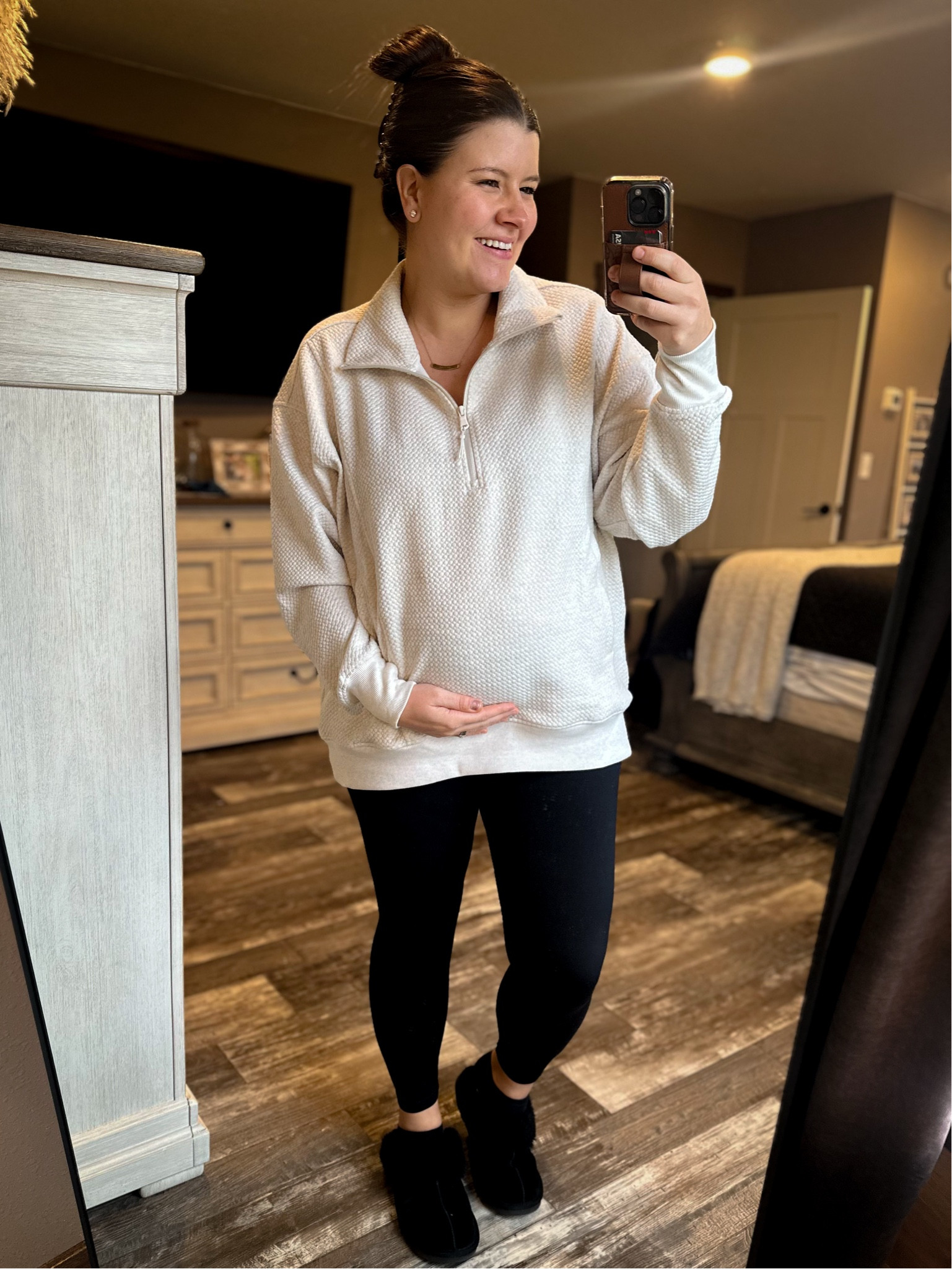 I have this sweater in multiple colors and wear it on repeat right now. I can do both medium and large with my 28 week bump (large shown here) ❤️ Old Navy has 50% off site wide right now, so linking up more of my favorites here as well! 

#LTKMidsize #LTKBump #LTKSaleAlert