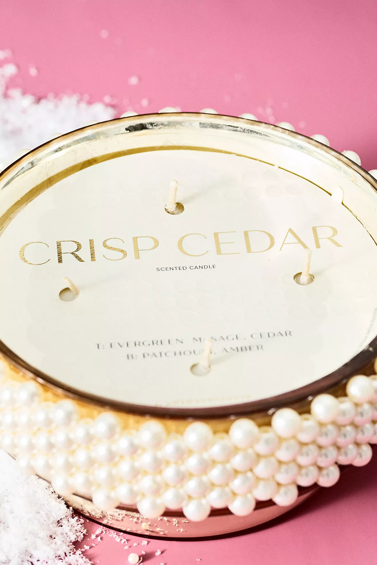 Pearled Cuff Woody Crisp Cedar Glass Pedestal Candle | Anthropologie (US)