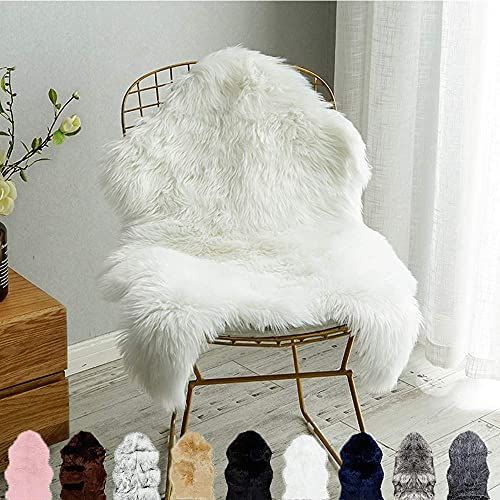 Soft Faux Sheepskin Chair Cover, Seat Cushion, Fur Rug, Home Decor, Dining Room Decor, White Rug | Amazon (US)