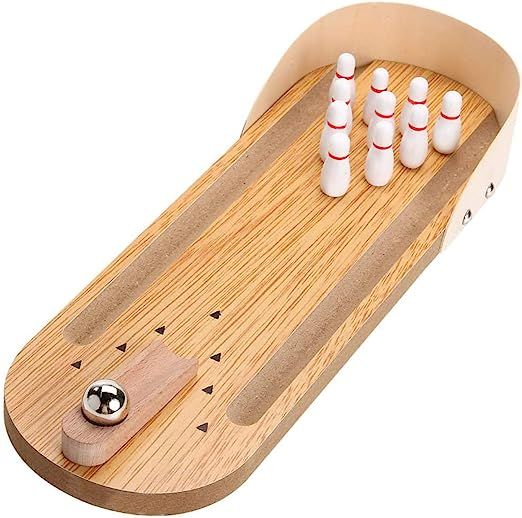 Table Top Mini Bowling Game Set - Tabletop Wooden Board Mini Arcade Desktop Tiny Bowling Shooting... | Amazon (US)
