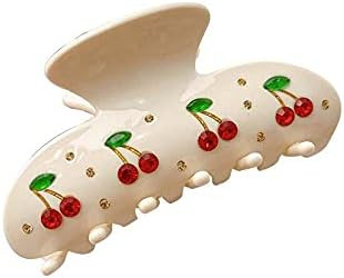 Flwraft Fashion Elegant Barrettes Shiny White Rhinestone Cherry Hair Clips Hair Ornaments Hair Claws | Amazon (US)