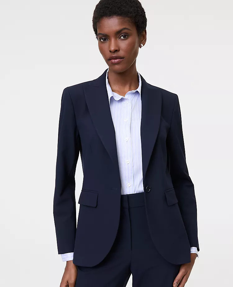 The Fitted Long Blazer in Seasonless Stretch | Ann Taylor