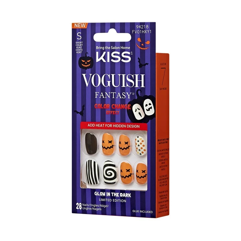 KISS Voguish Fantasy Halloween Press-On Nails, Black, Short Oval, 31 Ct. | Walmart (US)