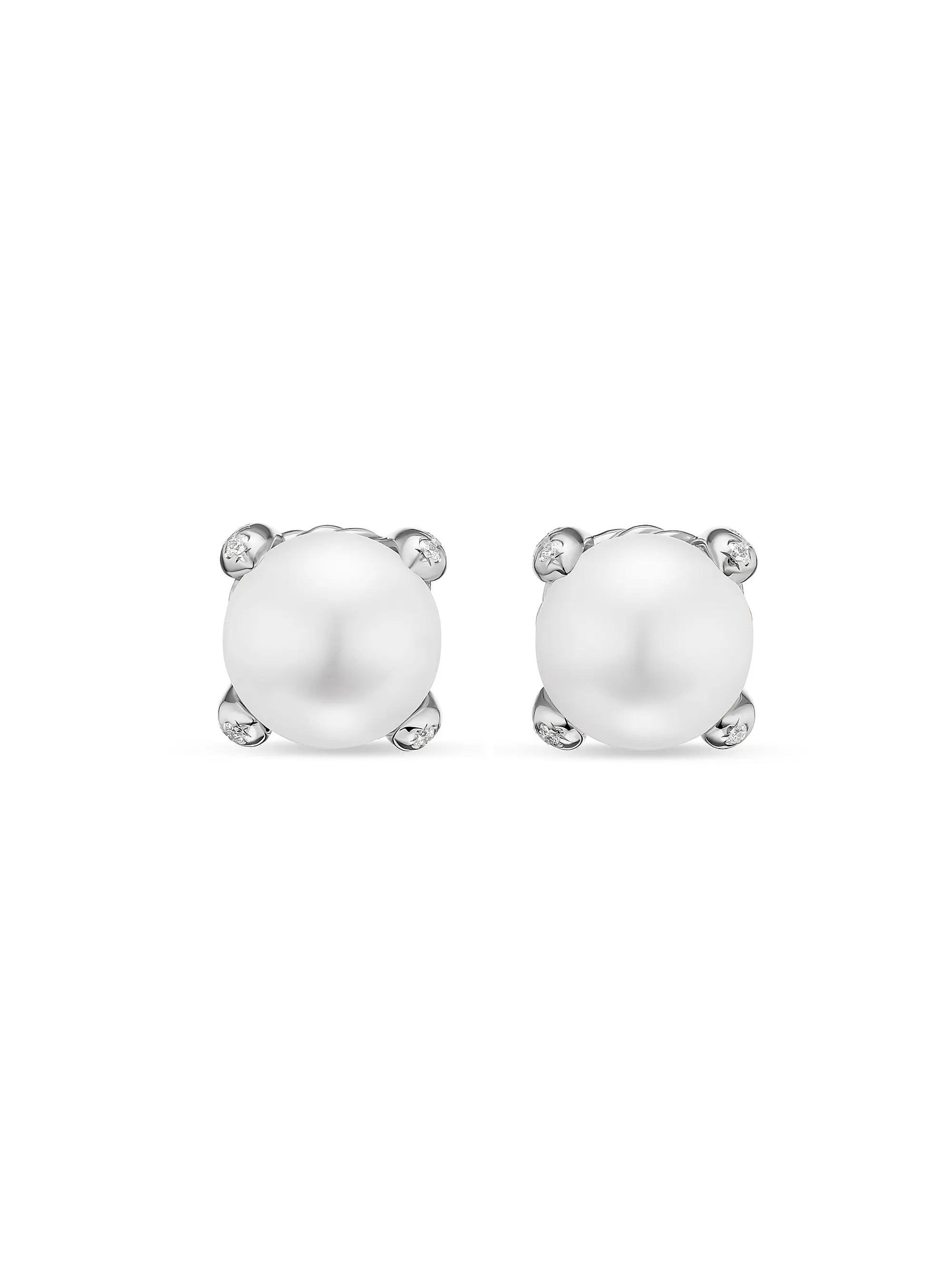 David Yurman Pearl Classics Stud Earrings in Sterling Silver and Diamonds | Saks Fifth Avenue | Saks Fifth Avenue