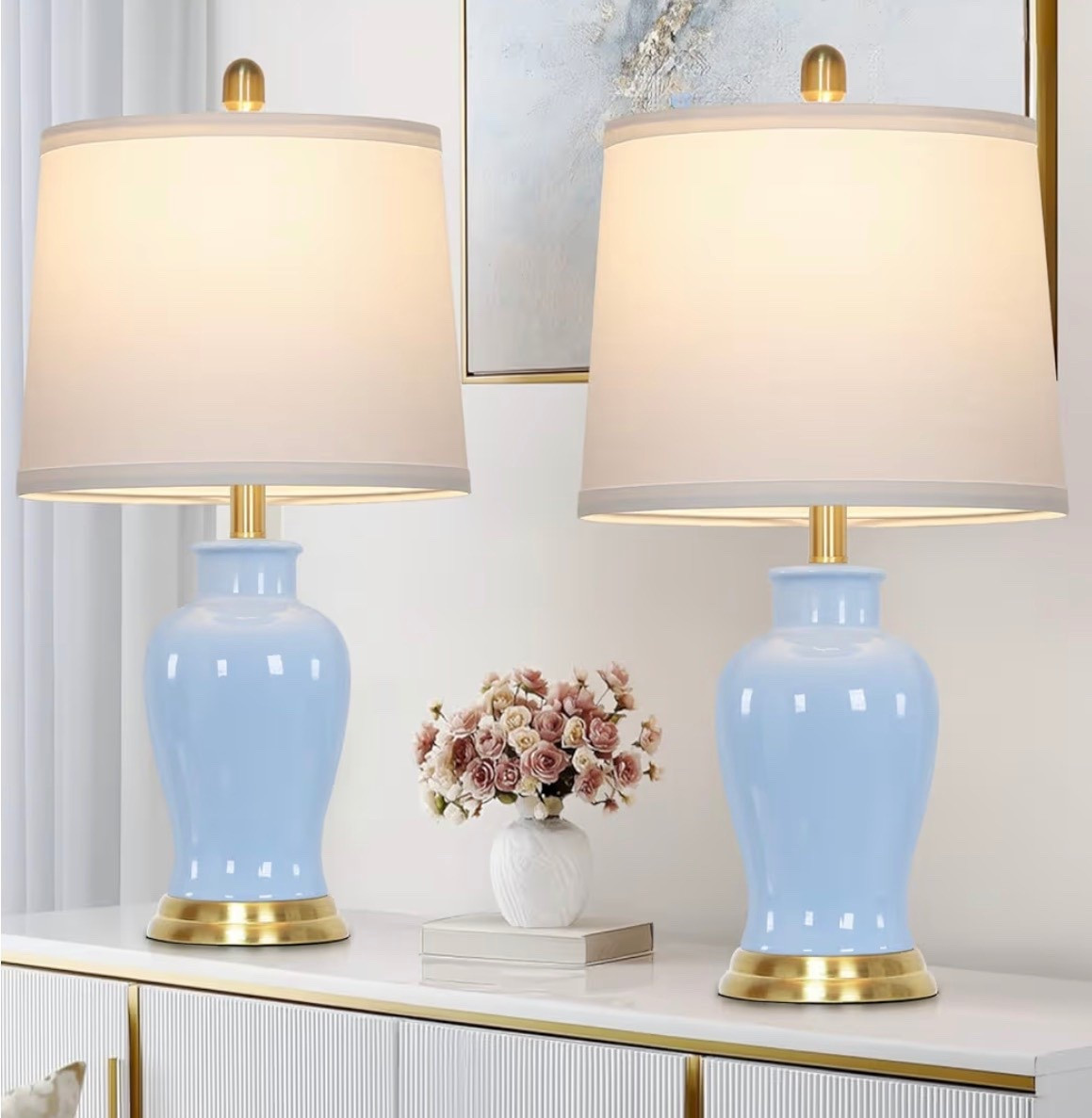 The cutest ginger jar lamps off Amazon 🤍🩵

#LTKCyberWeek #LTKHoliday #LTKHome