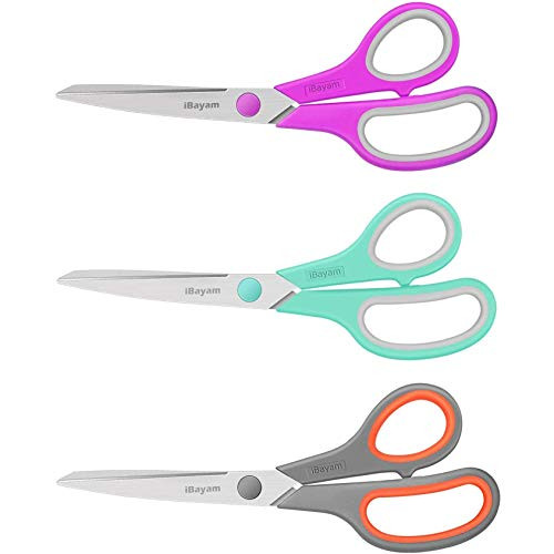 Scissors, iBayam 8" All Purpose Scissors Bulk 3-Pack, Ultra Sharp 2.5mm Thick Blade Shears Comfor... | Amazon (US)