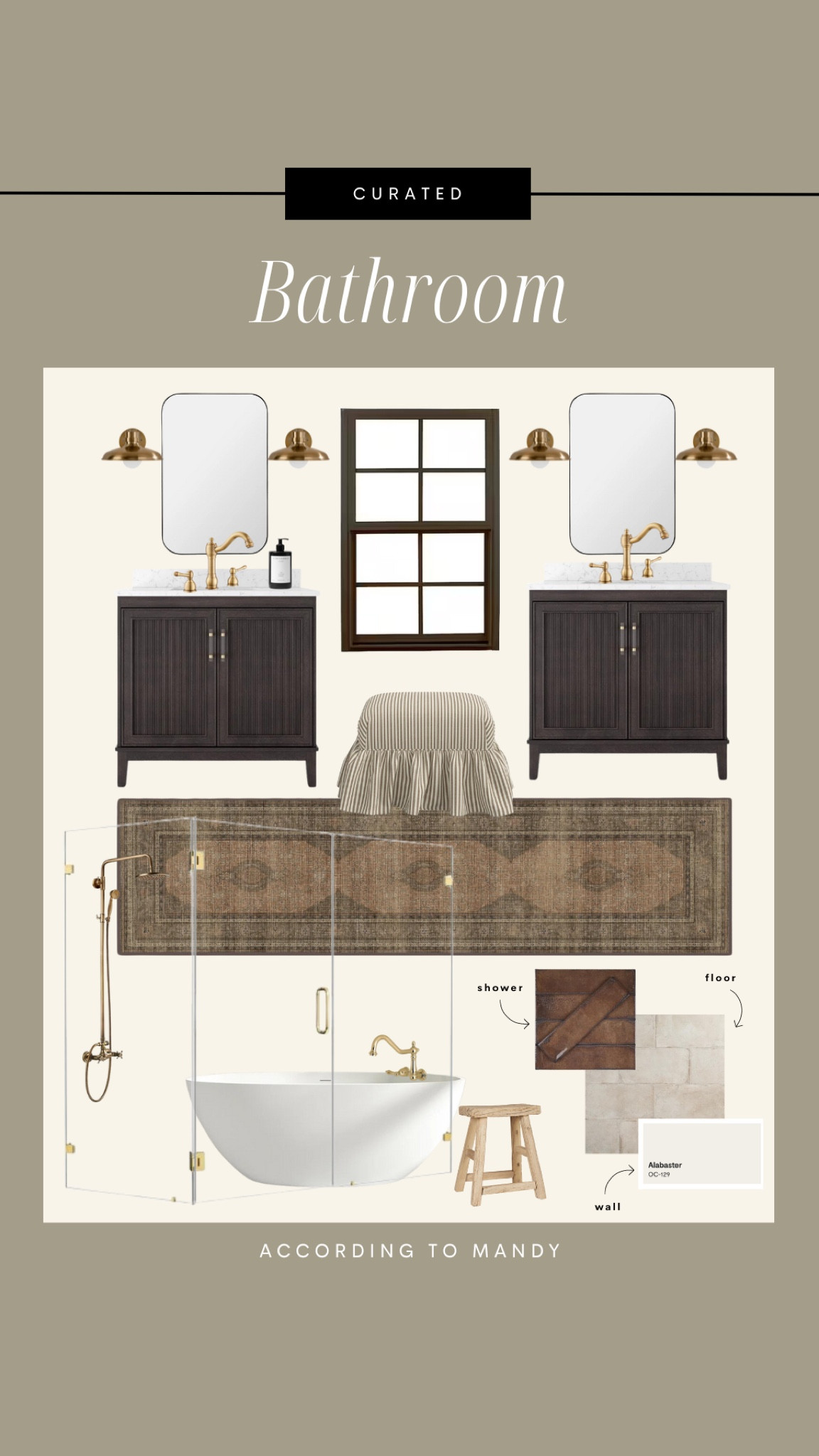 Curated Bathroom Moodboard!

bathroom design, moody bathroom design, bathroom tile, home depot, wayfair finds, wayfair bathroom finds, ottoman, runner, bathroom runner, dark wood vanity, sconces, mcgee & co

#LTKHome #LTKStyleTip