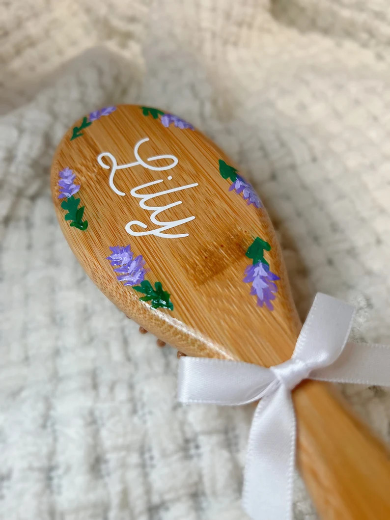 Personalized Handpainted Floral Keepsake Hairbrush | Gift for Girls | Toddler Gift | Wooden Paddl... | Etsy (US)