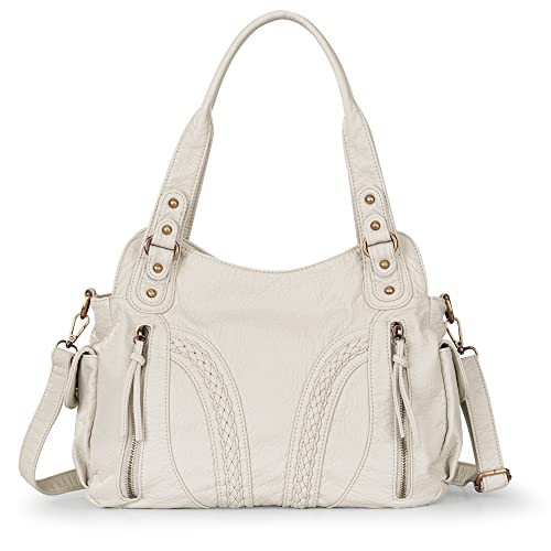 Montana West Soft Washed Leather Shoulder Handbag Purses for Women Designer Hobo Tote Ladies Crossbody Bags Beige MWC-019BG | Amazon (US)