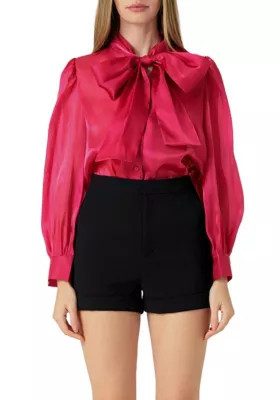 Endless Rose Women's Organza Blouse Top, Fuchsia, XS | Belk