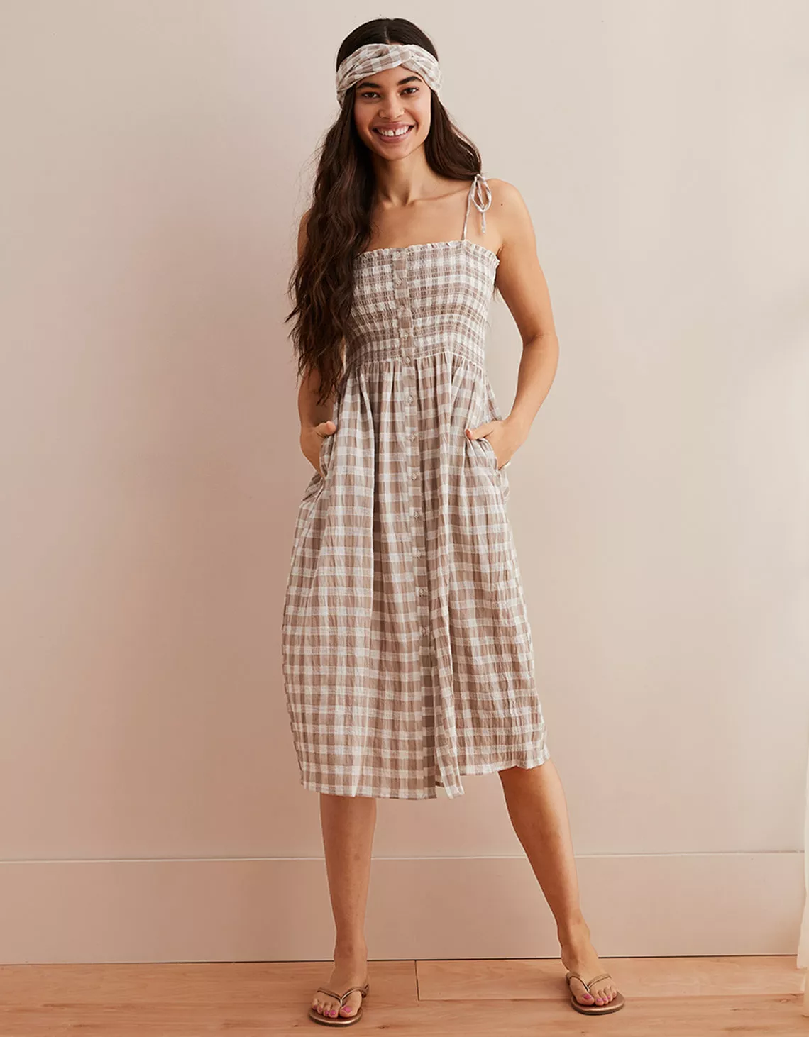 Aerie Smocked Button Down Dress curated on LTK
