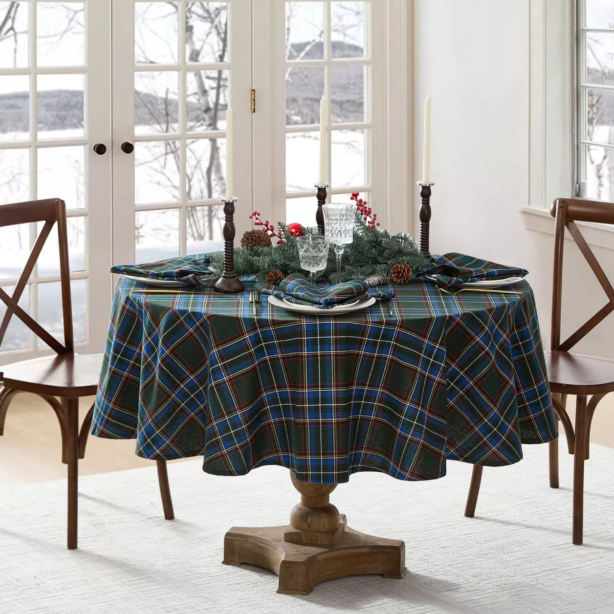 Stowe Tartan Holiday Plaid Tablecloth - Round/Oval | Belk