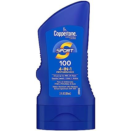 Coppertone SPORT Sunscreen SPF 100 Lotion, Water Resistant Sunscreen, Body Sunscreen Lotion, Trav... | Amazon (US)