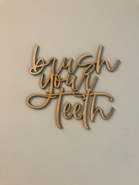 Brush your teeth bathroom sign Wash your hands wood words | Etsy | Etsy (US)
