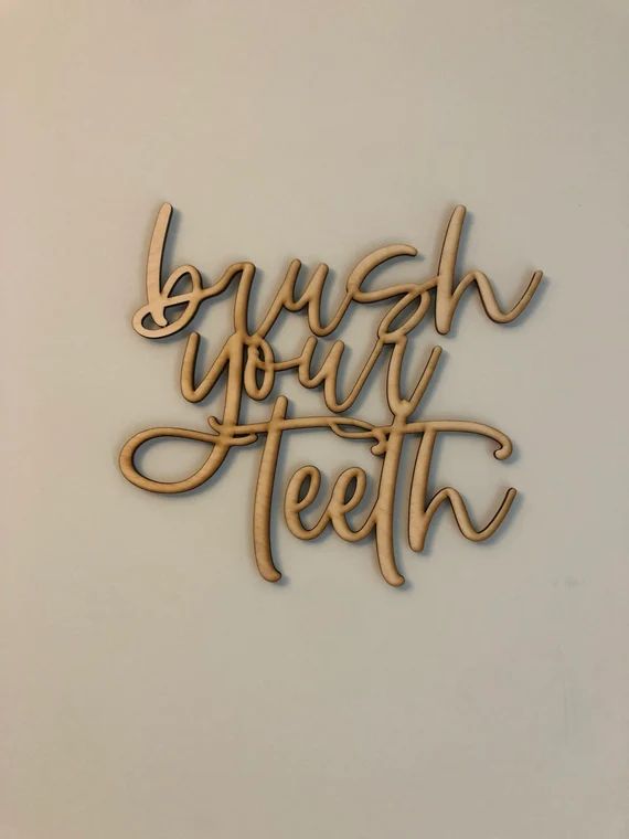 Brush your teeth bathroom sign Wash your hands wood words | Etsy | Etsy (US)