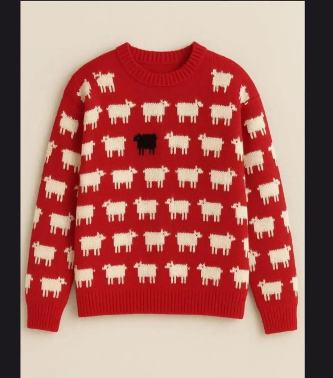 Vintage 80s Red Black Sheep Knit Sweater – Princess Diana Inspired - Etsy | Etsy (US)